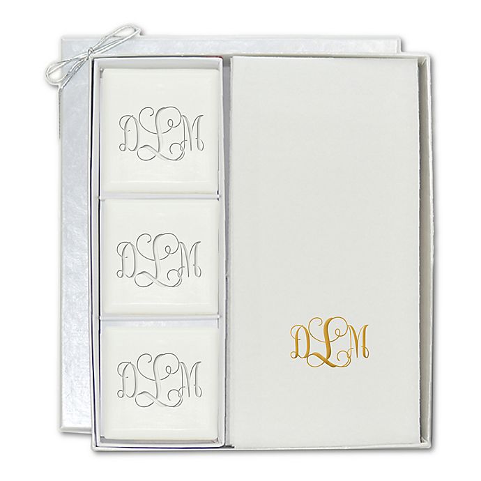 Monogrammed Soap and Linen Like Towel Gift Set