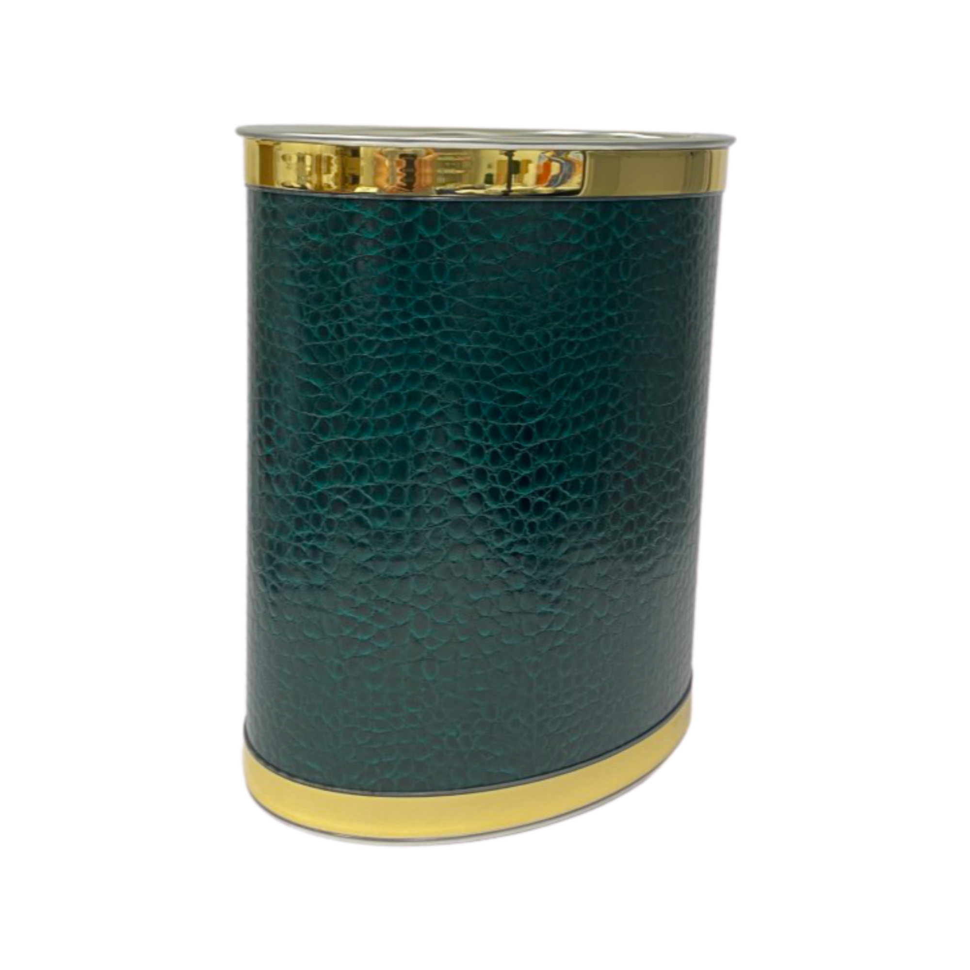 Emerald Green Faux Croc Oval Wastebasket