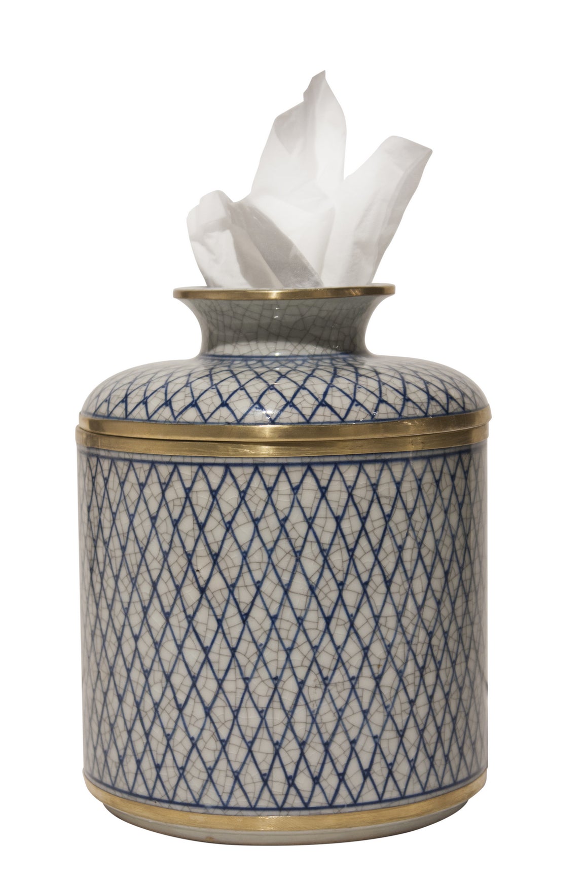 Blue and White Diamond Tissue Box