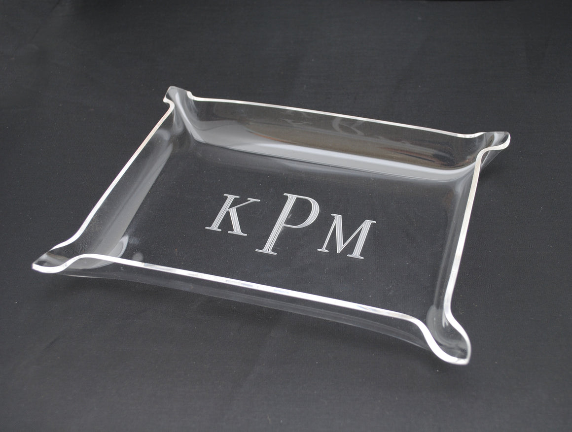 Small Acrylic Monogrammed Pinched Edge Nesting Tray - Laser Engraved