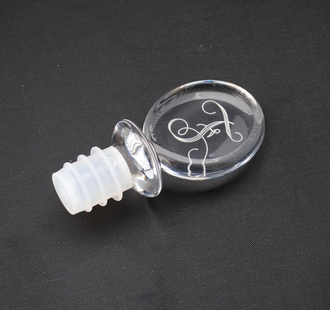 Monogrammed personalized Clear Acrylic Lucite Wine Bottle Stopper cork barware accessory hostess gift stocking stuffer