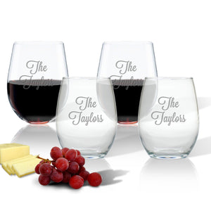 Personalized Stemless Wine Glasses - Set of 4