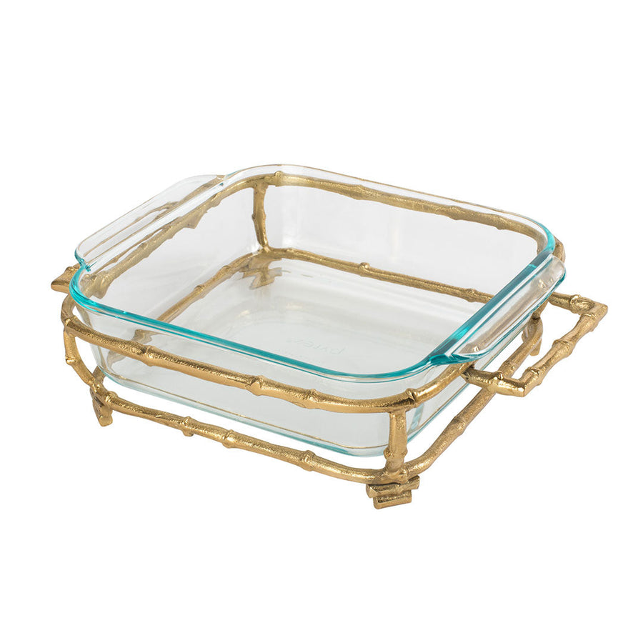 Gold Bamboo Square Pyrex Holder